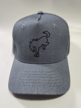Ford Bronco Hat Adjustable Strap Gray Blue Embroidered Horse Unisex